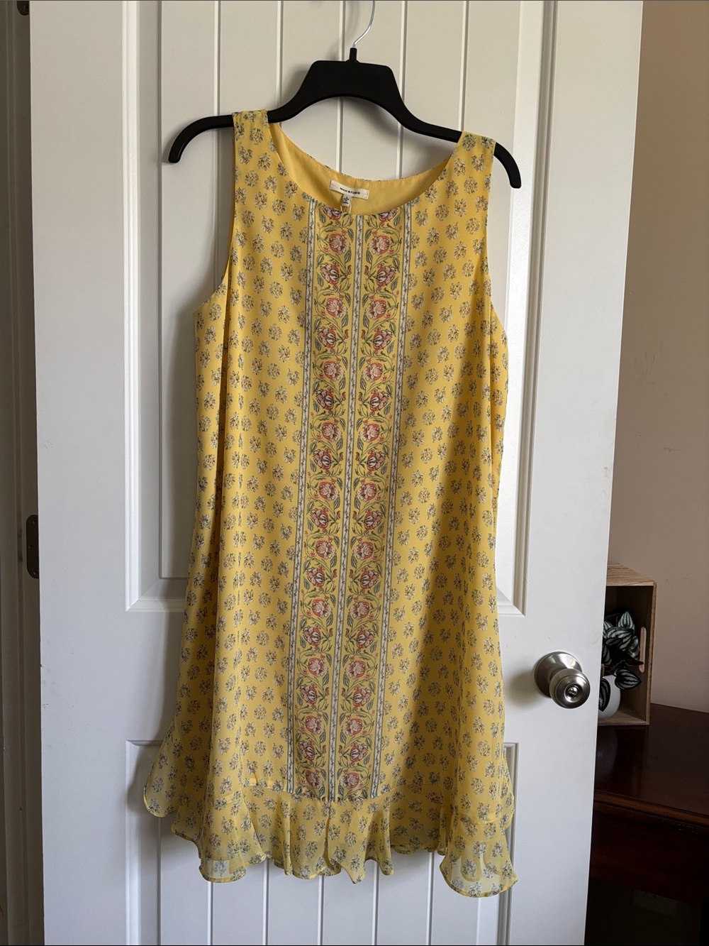 Max Studio Yellow Floral-Panel Sleeveless Mini Dress